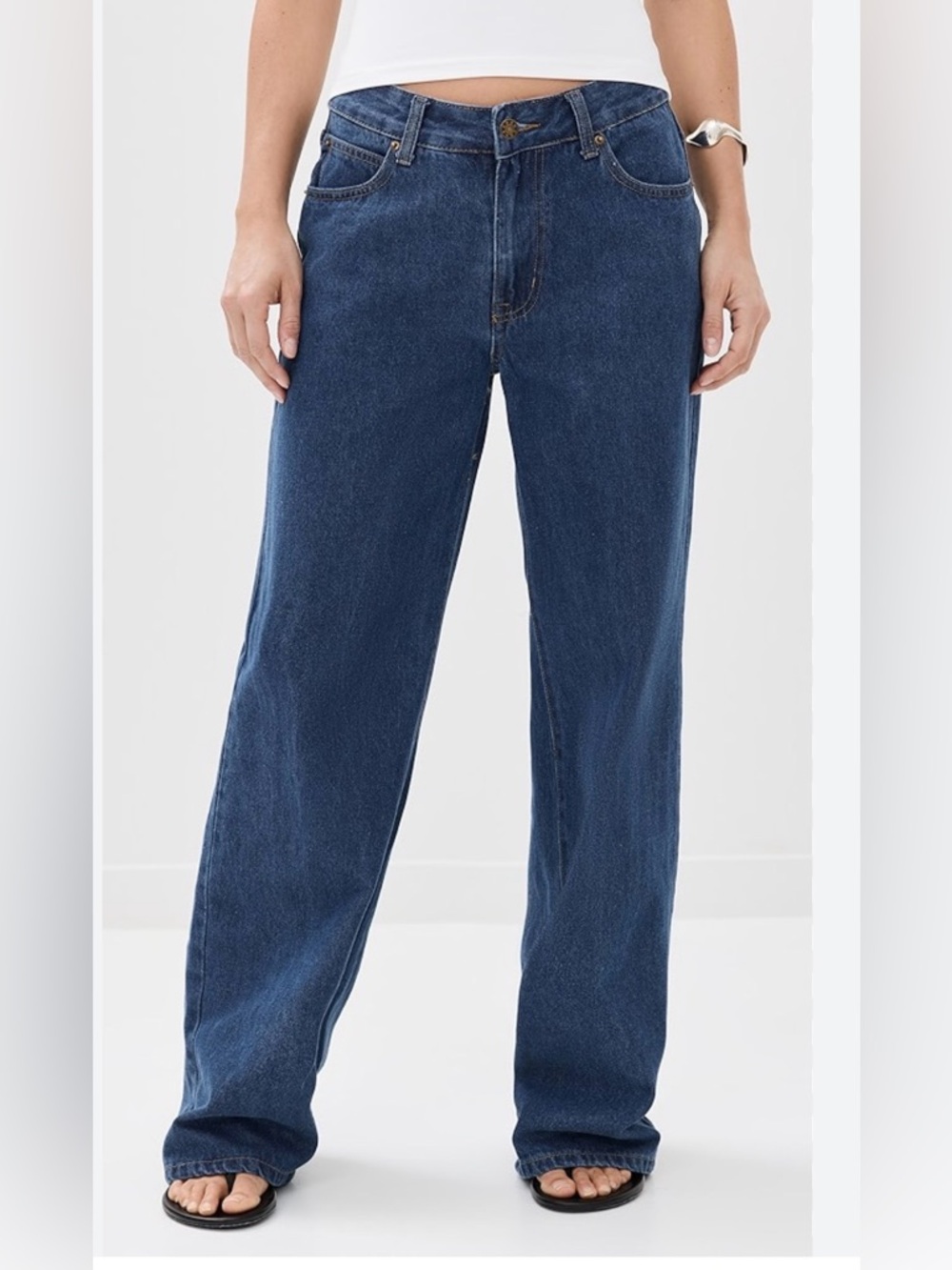 Lioness Top Model Jeans Low Rise Straight Leg Dark Wash Denim Small